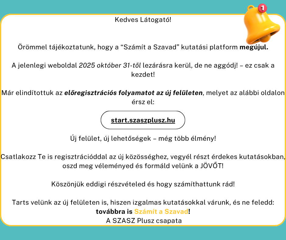 Információs üzenet a Számít a Szavad kutatási platform megújulásáról